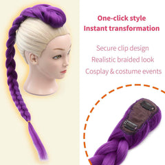 26 Inch Purple Braid Ponytail Extension - Easy Clip-In Synthetic Hair