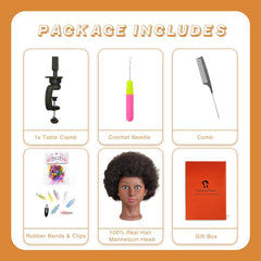 Afro Kinky Curly Mannequin Head - 100% Human Hair Training Head