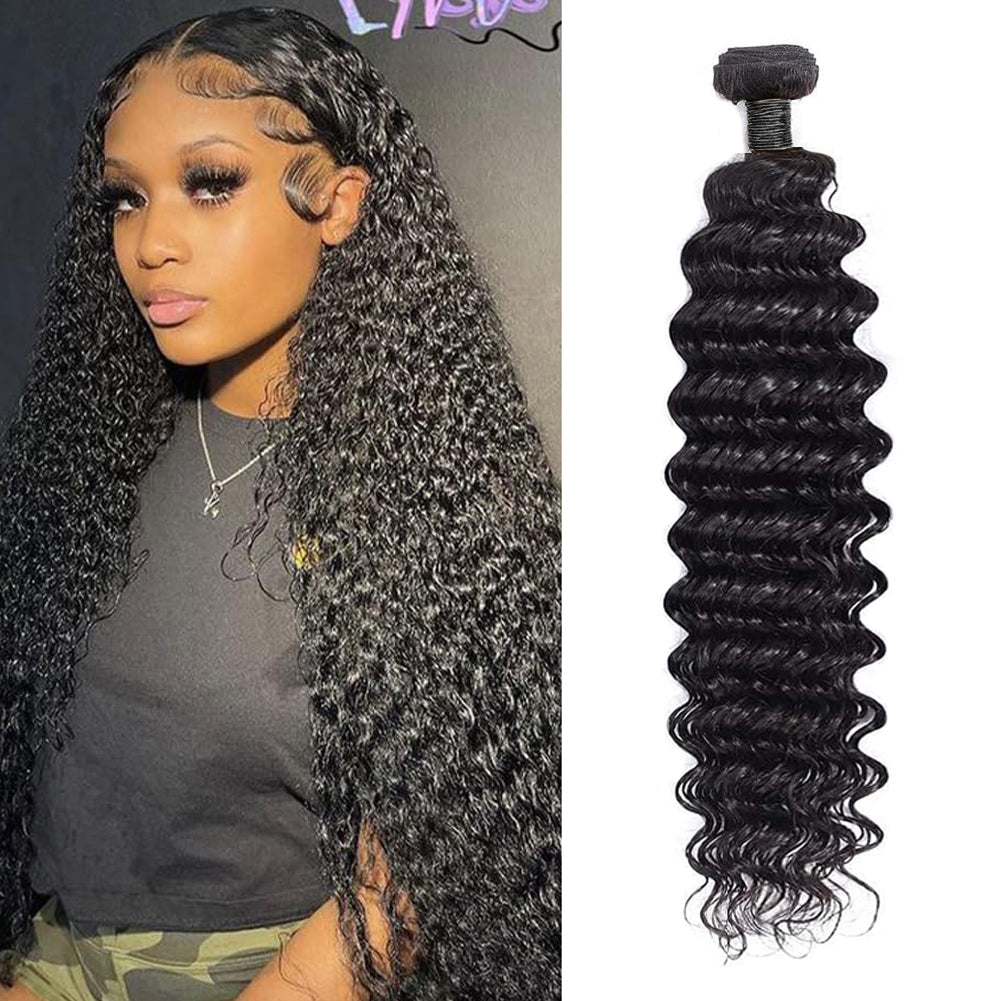 Brazilian Deep Wave Human Hair Bundles – 100% Unprocessed Virgin, No Tangle & No Shedding (10″–30″)