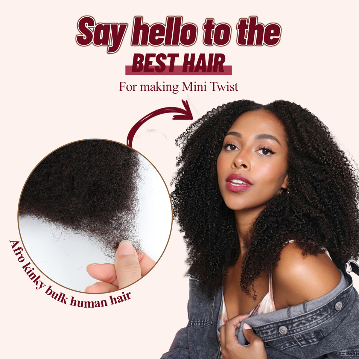Datanala Afro Kinky Curly Bulk Human Hair - 4C Natural Texture