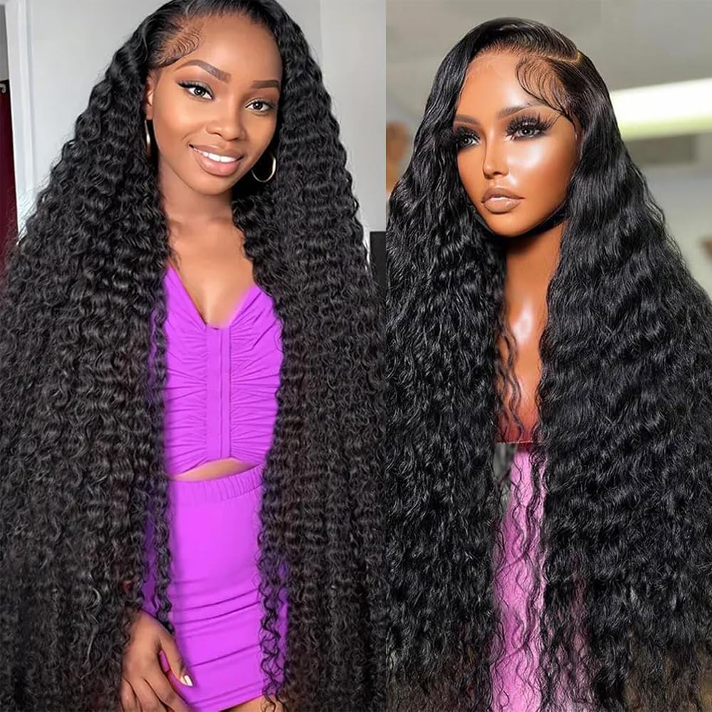 13x6 Lace Front Wig 180% Density Brazilian Deep Wave Human Hair Pre Plucked Wig