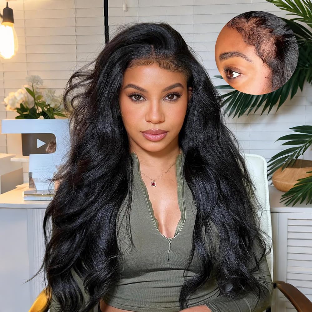 Datanala African Kinky Straight 13x6 HD Lace Glueless Human Hair Wig Voluminous Texture