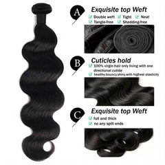 Brazilian Body Wave Human Hair Bundles – 100% Virgin, S‑Shaped Texture, No Tangle & No Shedding (10″–30″)