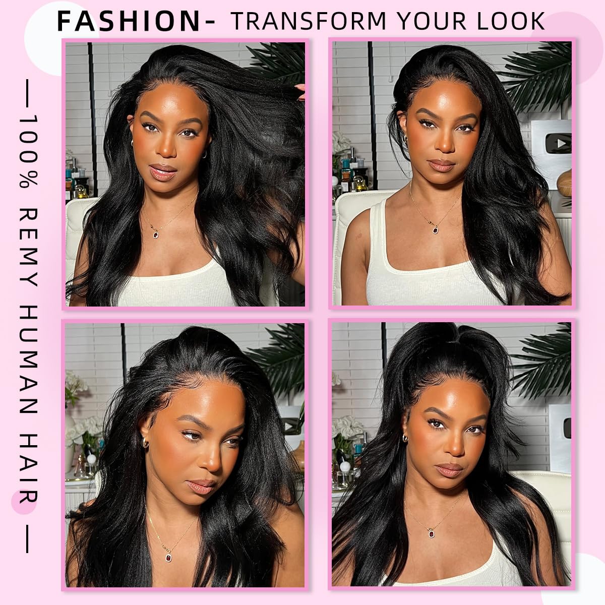 Datanala African Kinky Straight 13x6 HD Lace Glueless Human Hair Wig Voluminous Texture