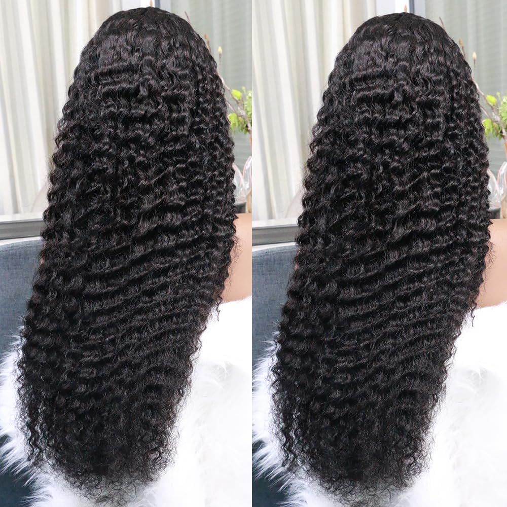 13x6 Lace Front Wig 180% Density Brazilian Deep Wave Human Hair Pre Plucked Wig