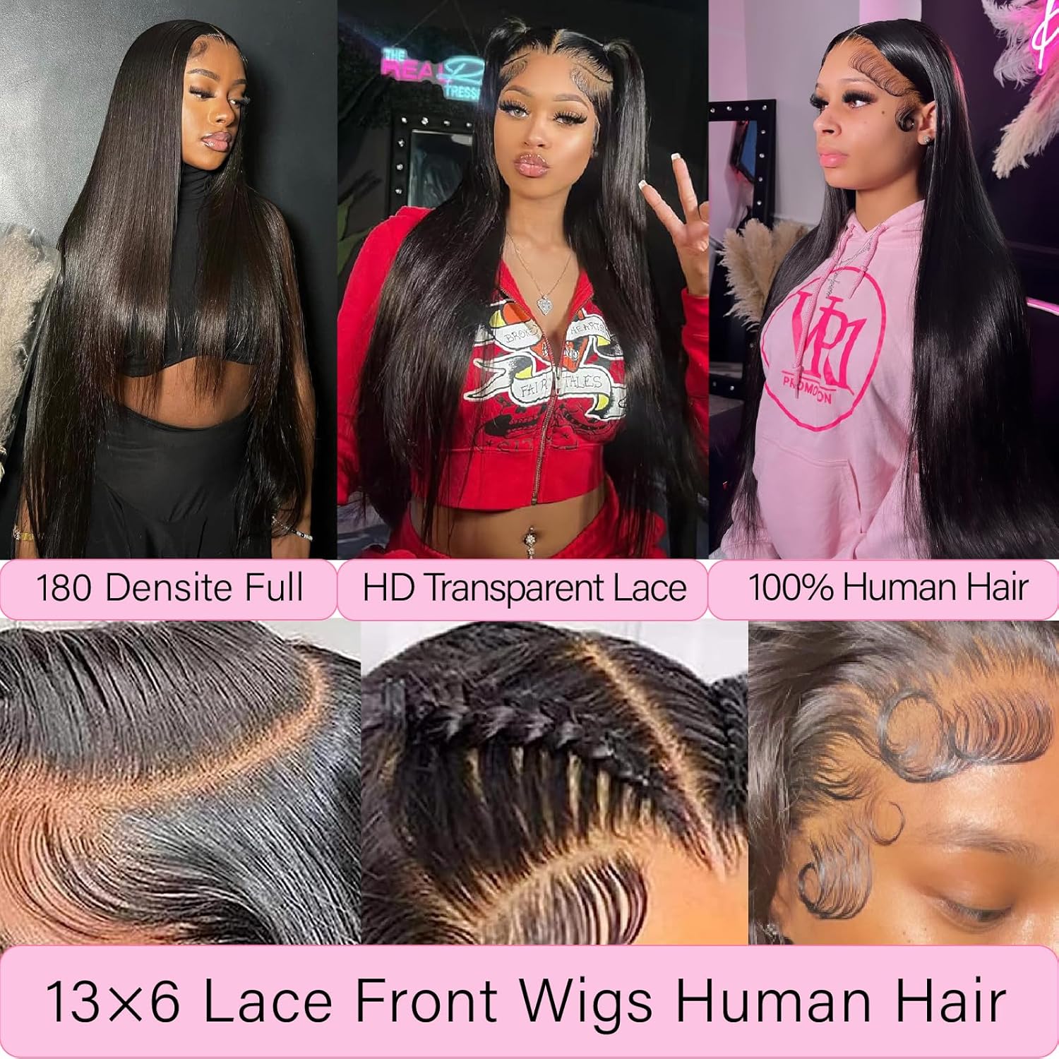 Datanala Straight 13x6 HD Lace Glueless Human Hair Wig Deep Parting Soft Texture