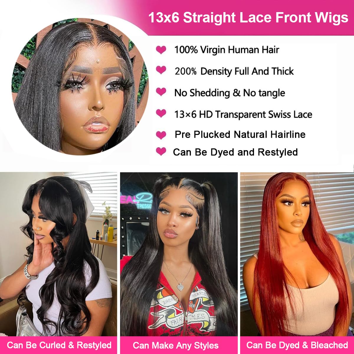 Datanala Straight 13x6 HD Lace Glueless Human Hair Wig Deep Parting Soft Texture