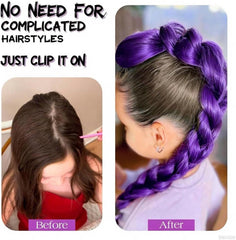 26 Inch Purple Braid Ponytail Extension - Easy Clip-In Synthetic Hair