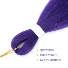 Datanala Purple Pre-Stretched Braiding Hair — 24 Inch (90g)/36 Inch (110g) Yaki Texture Synthetic Fiber, Long Straight Crochet Braids 2 Packs