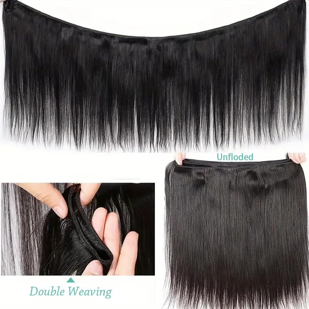 Brazilian Straight Human Hair Bundles – 100% Unprocessed Virgin, No Tangle, Minimal Shedding (10″–30″)