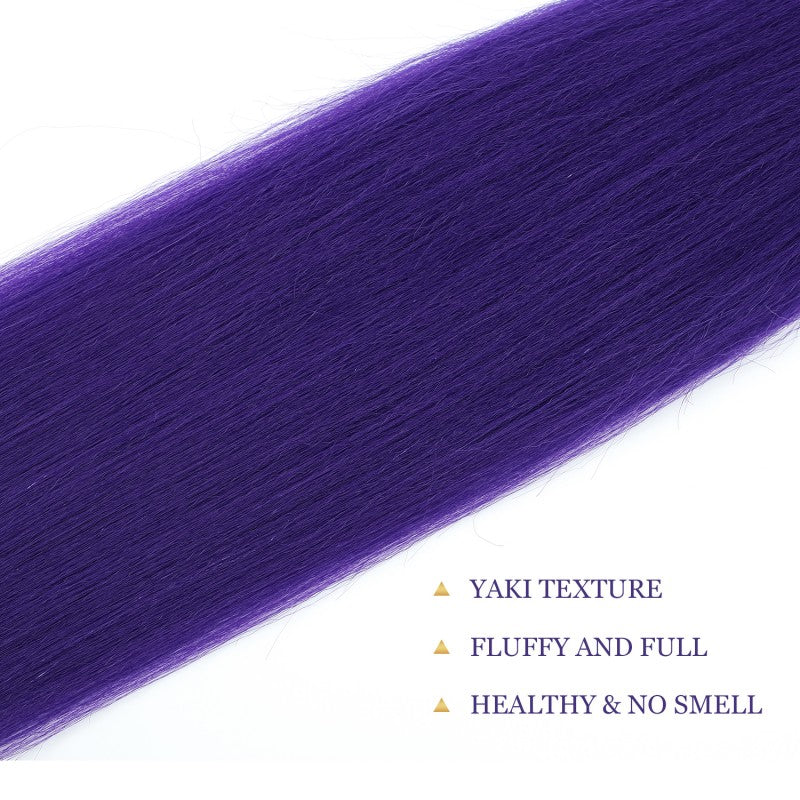Datanala Purple Pre-Stretched Braiding Hair — 24 Inch (90g)/36 Inch (110g) Yaki Texture Synthetic Fiber, Long Straight Crochet Braids 2 Packs