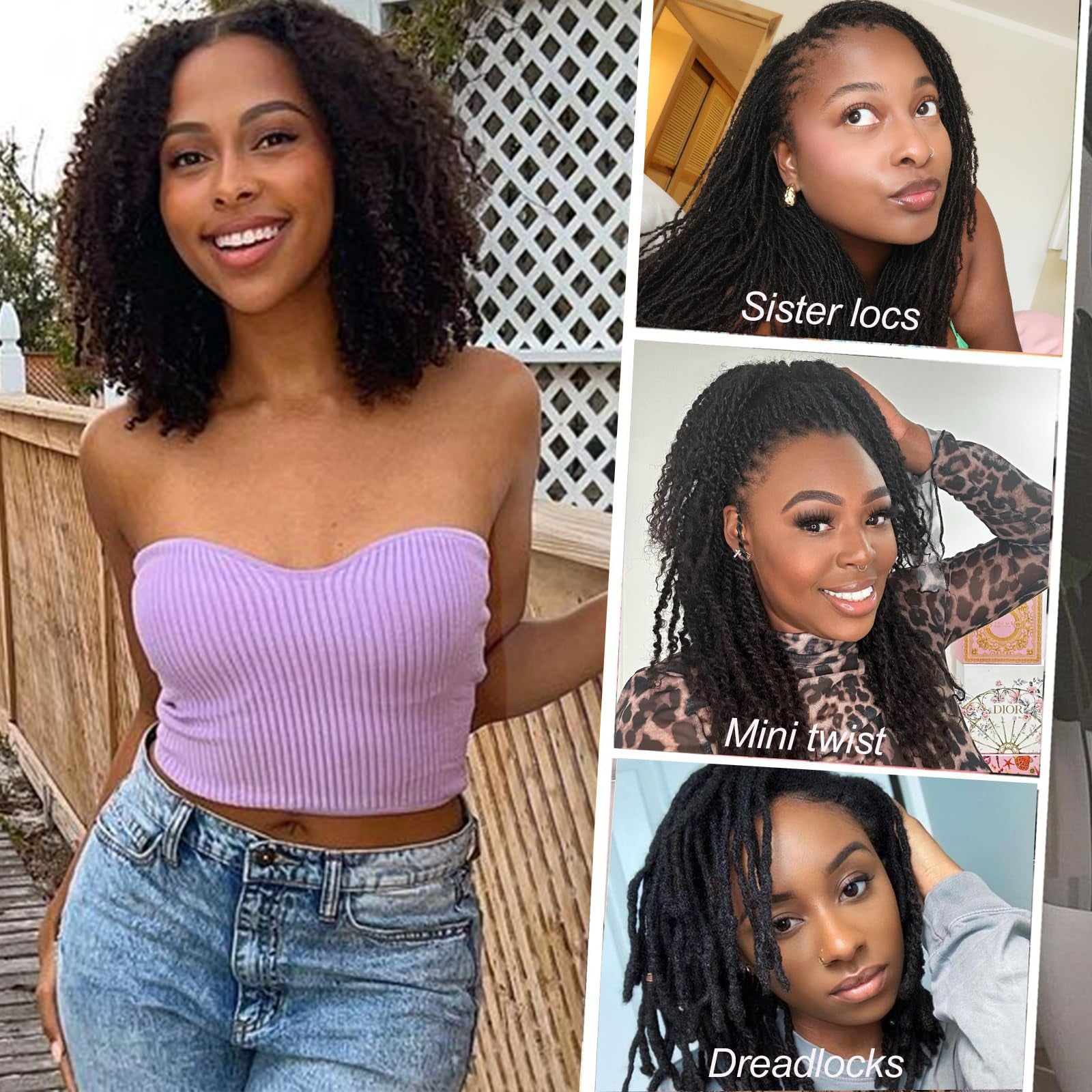 Datanala Afro Kinky Curly Bulk Human Hair - 4C Natural Texture
