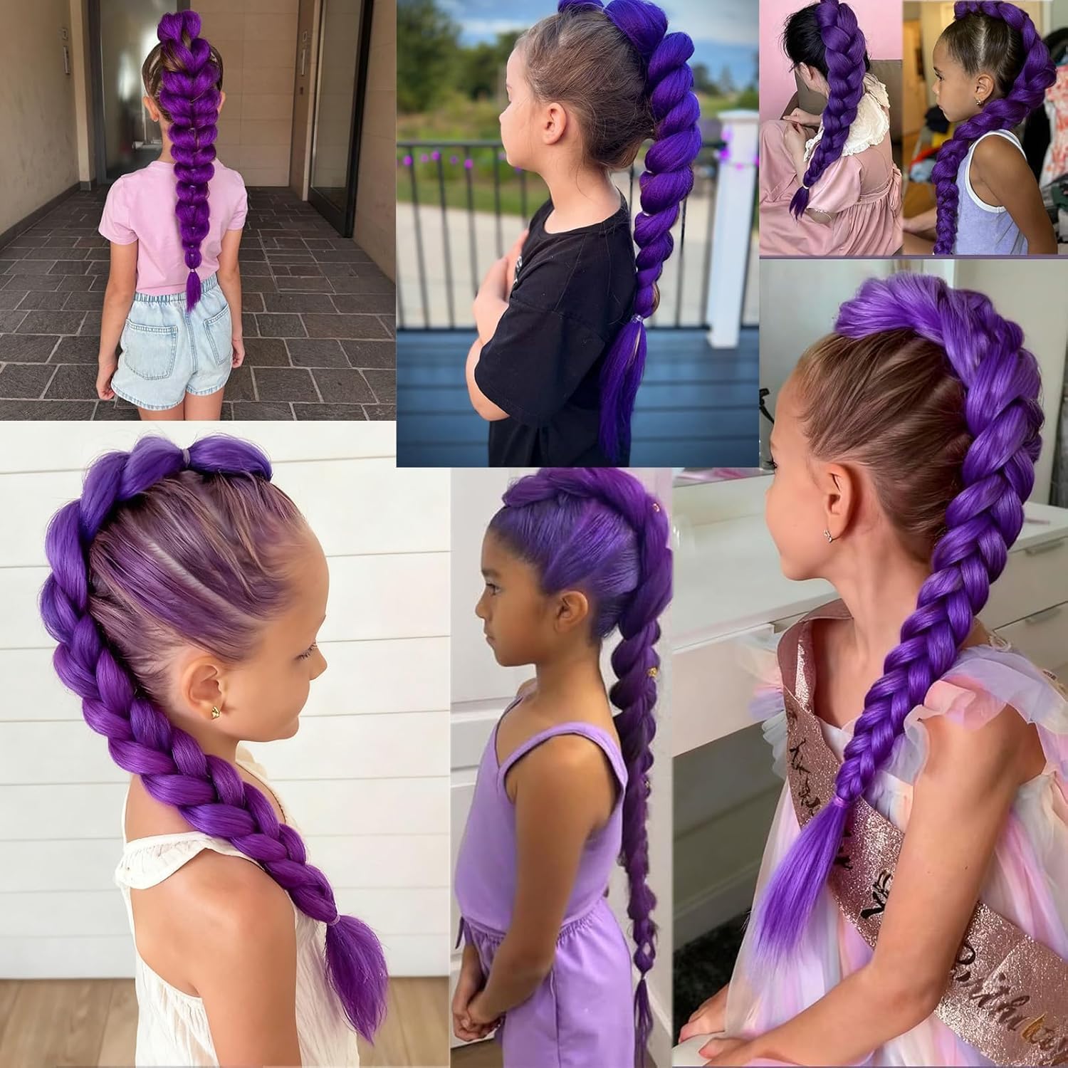 26 Inch Purple Braid Ponytail Extension - Easy Clip-In Synthetic Hair