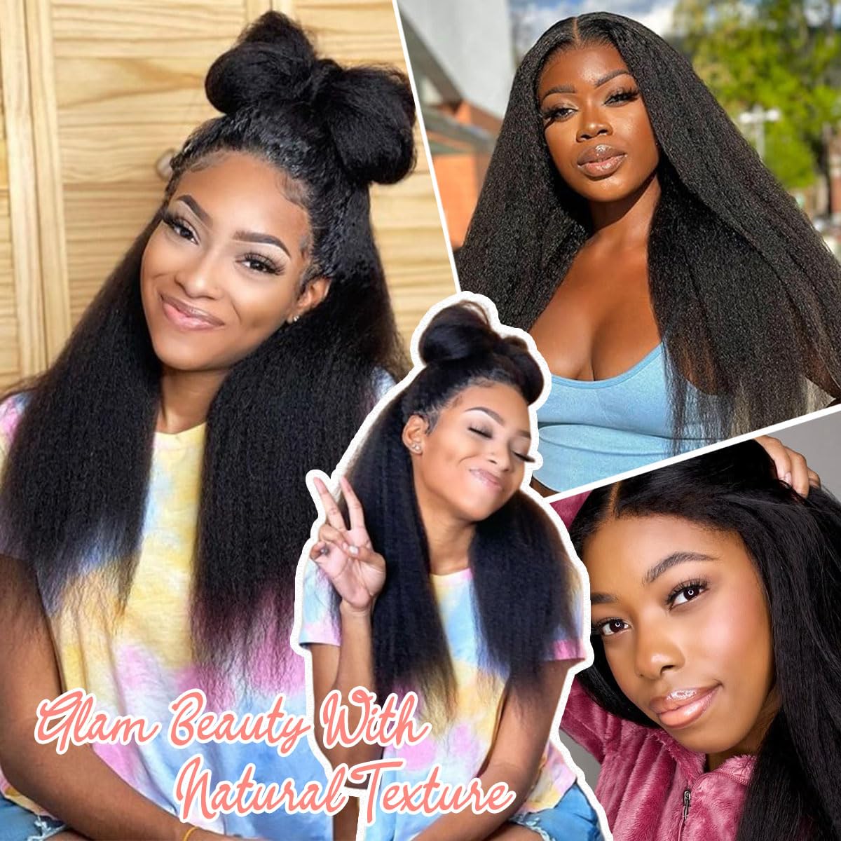 Datanala African Kinky Straight 13x6 HD Lace Glueless Human Hair Wig Voluminous Texture
