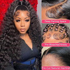 Datanala Water Wave 5x5 HD Lace Closure Glueless Wig Human Hair Pre-Plucked Bleached Knots Beginner Friendly