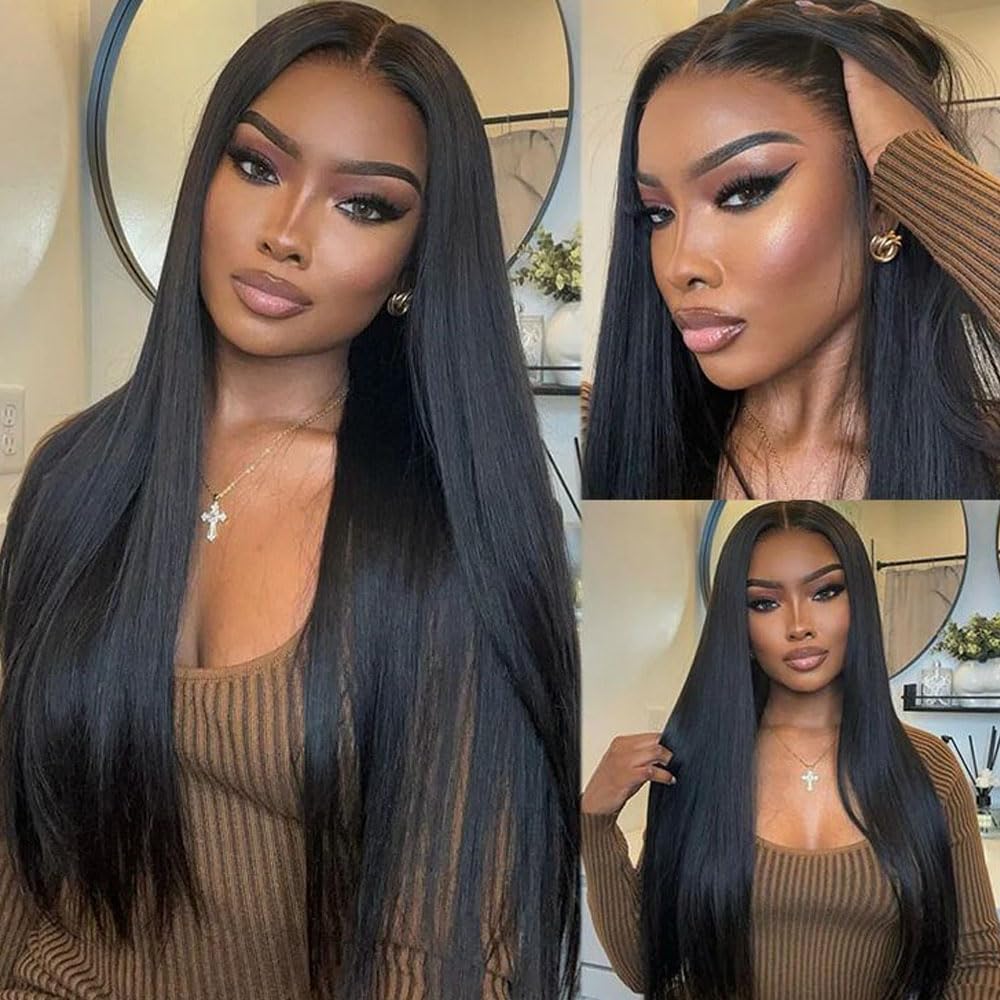 Datanala Straight Glueless 5x5 HD Lace Closure Wig Human Hair Pre-Plucked with Bleached Knots Beginner Friendly
